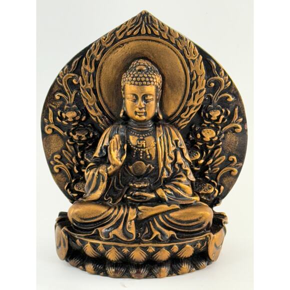 Buddha Statue Sitting with Hand in Fearlessness Position 5" Zen Meditation Altar - Picture 1 of 5